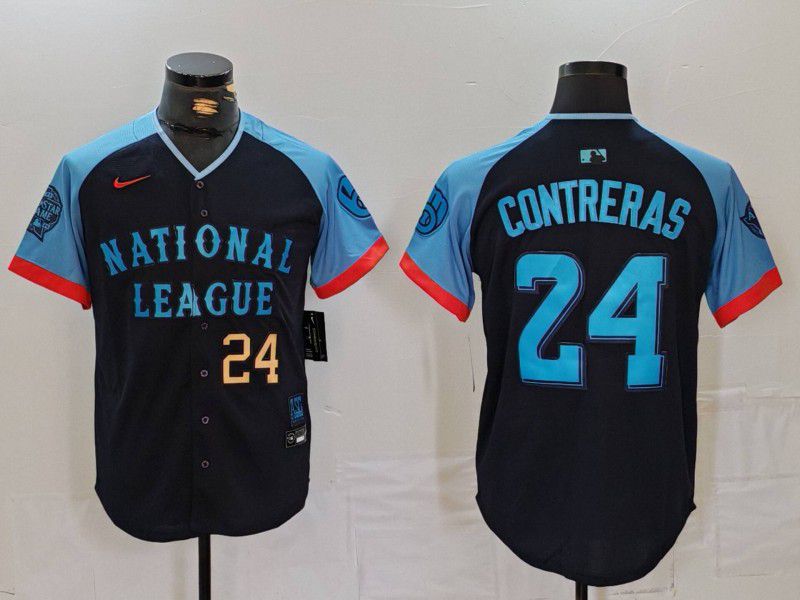 Men Milwaukee Brewers #24 Contreras Blue All star 2024 Nike MLB Jersey style 2->milwaukee brewers->MLB Jersey